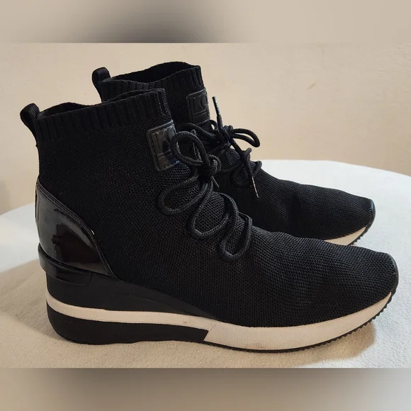 Michael Kors Skyler Knit Black Sock High-Top Women Sneakers 7.5 - Picture 7 of 12